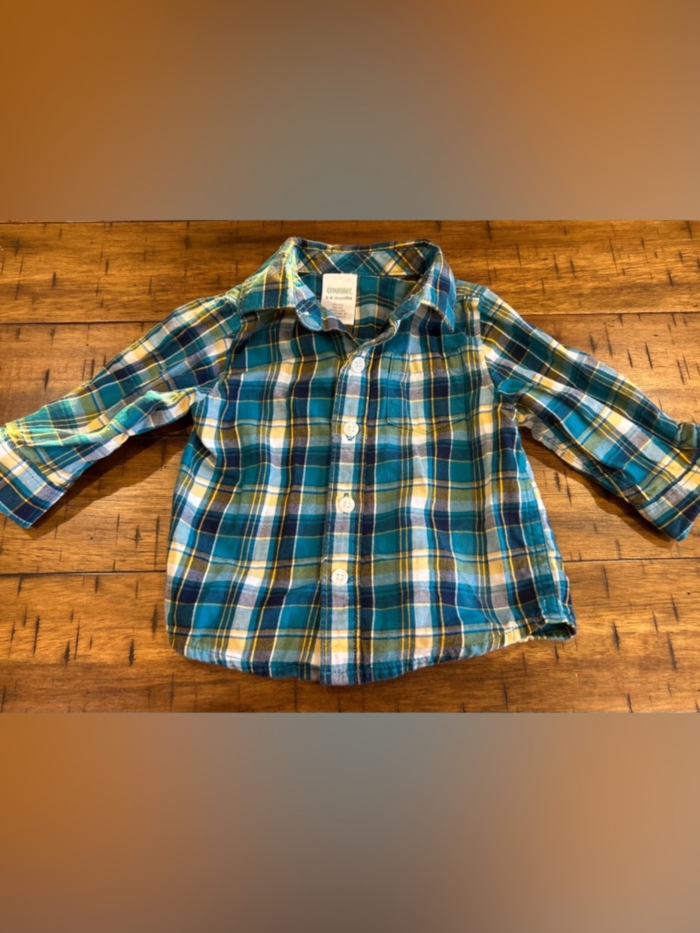 Gymboree Teal and Navy Plaid Button-Down Shirt